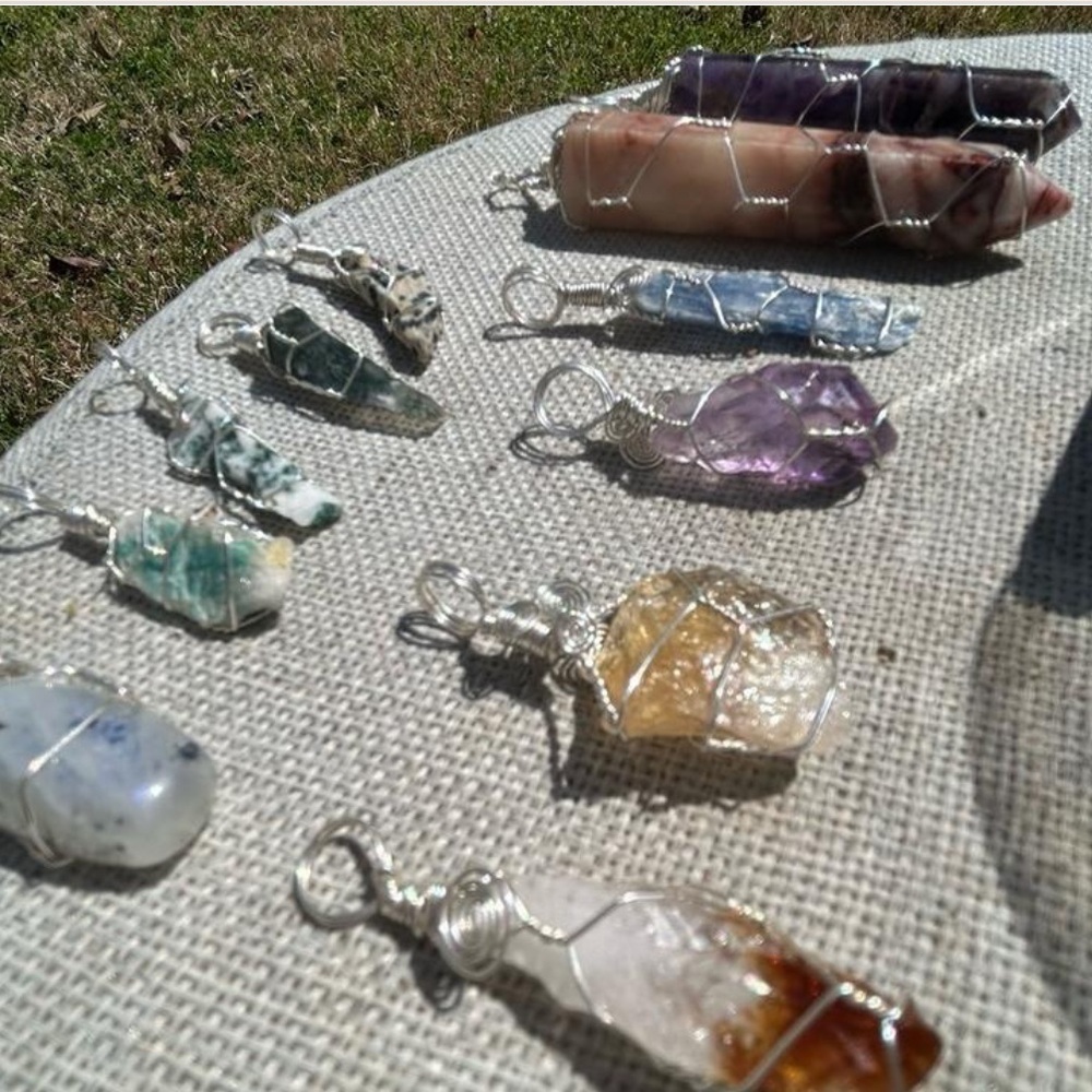 KraveKawaii Sterling Silver Pendants Raw Crystals